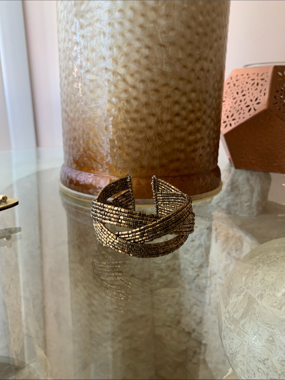 Brass Beaded Multi-Strand Cuff Bracelet